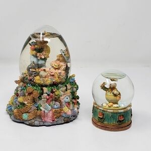 Ceramic Easter musical Snow globe and additional small glitter snow globe